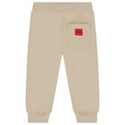 Boys Beige Logo Joggers, 1, hi-res
