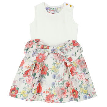 Girls Ivory Floral Dress