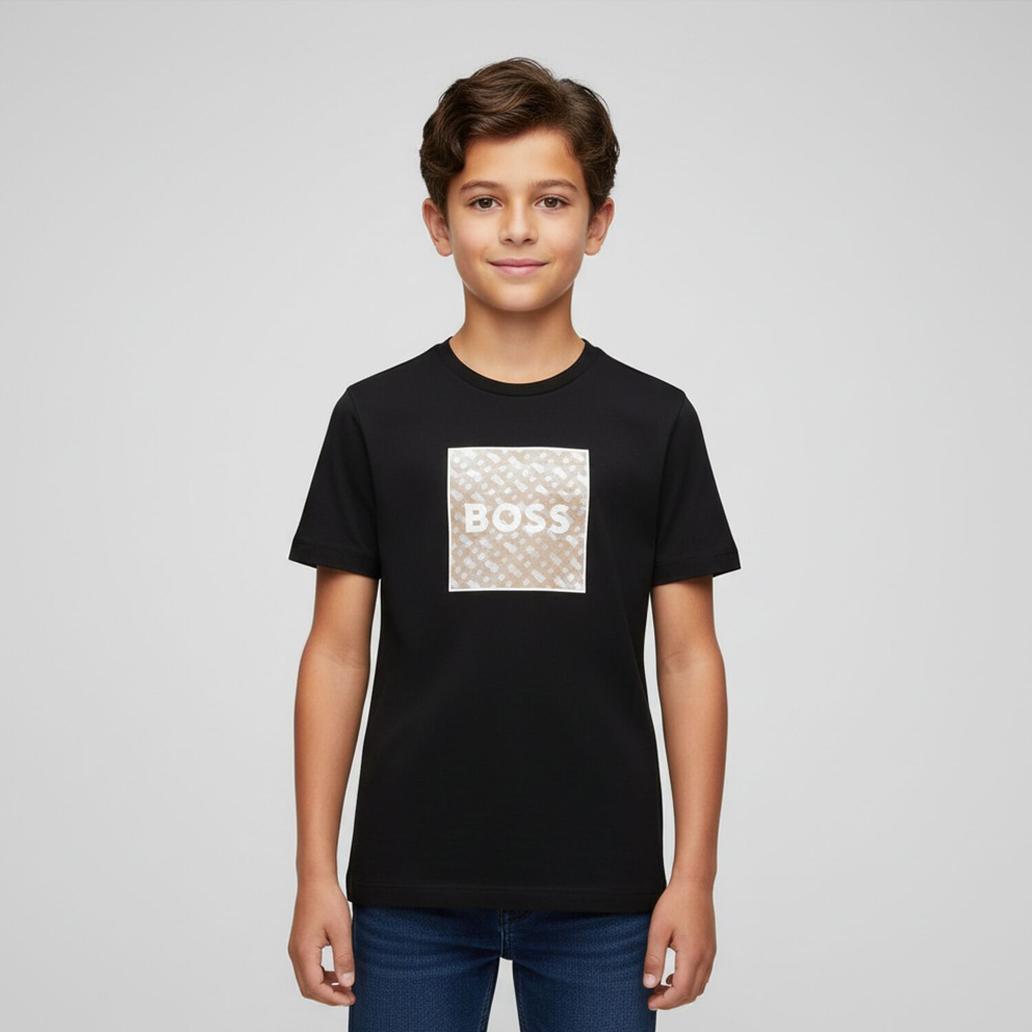 Boys Black Logo T-Shirt, 2, hi-res