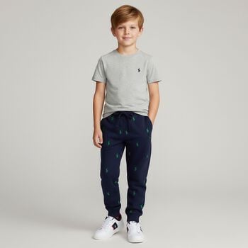 Boys Navy Blue Logo Joggers
