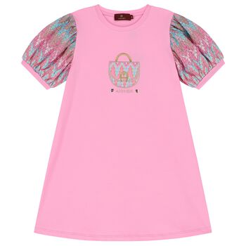 Girls Pink Logo Bag Dress