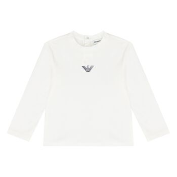 Baby Boys White Logo Long Sleeve Top