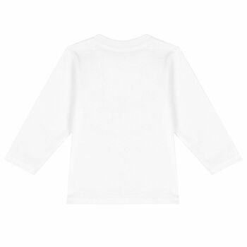 Younger Boys White & Red Logo Long Sleeve Top
