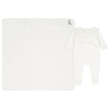 Baby Girls White Broderie Anglaise Babygrow Gift Set