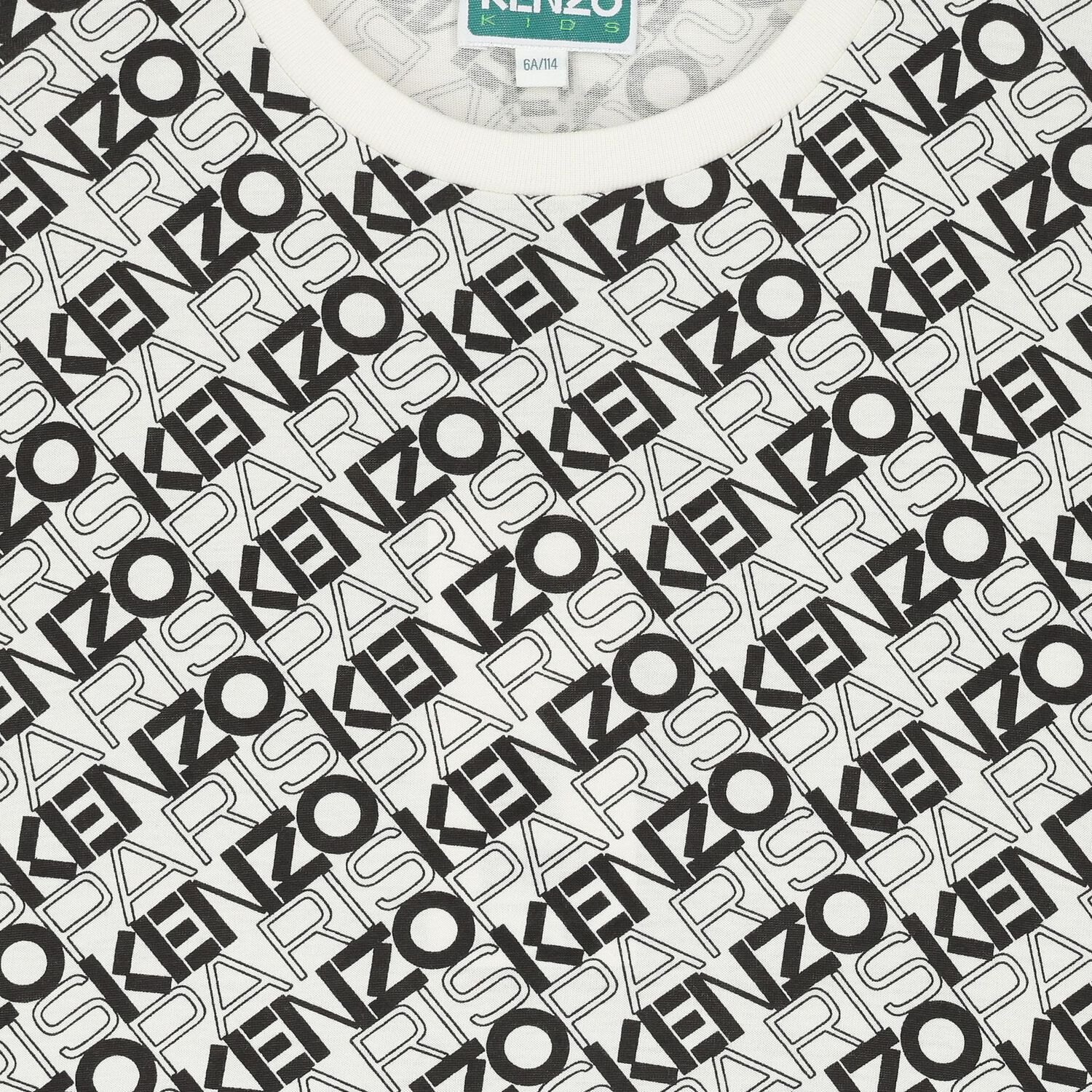 تي شيرت بشعار باللون العاجي والأسود للأولاد, 1, hi-res image number null