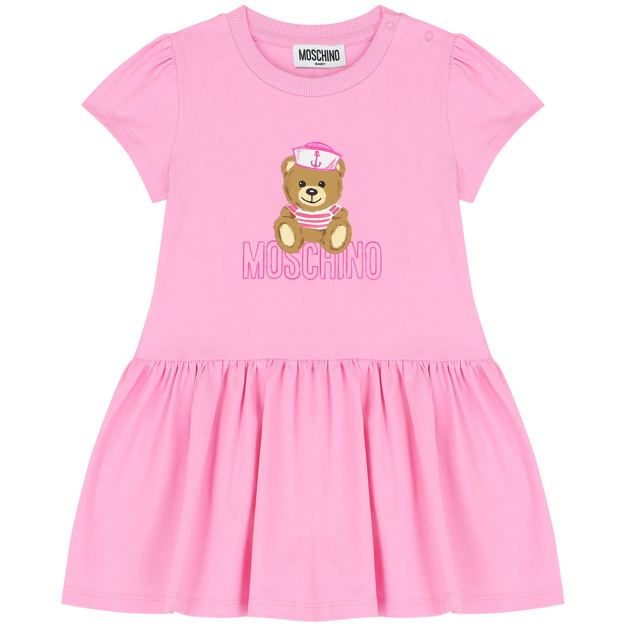 Moschino Younger Girls Pink Teddy Bear Logo Dress Junior Couture Australia