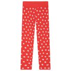Girls Red Floral Leggings, 1, hi-res