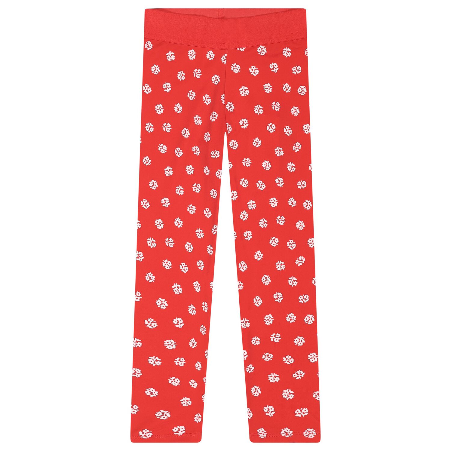 Girls Red Floral Leggings, 1, hi-res