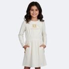 Girls Ivory & Gold Logo Dress, 1, hi-res