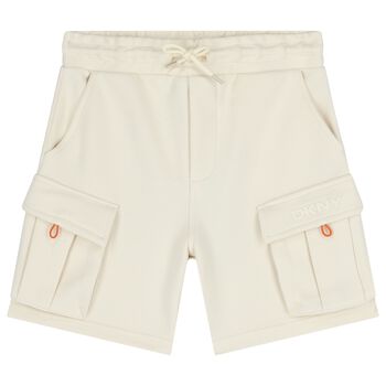 شورتات للأولاد بلون العاج بشعار
