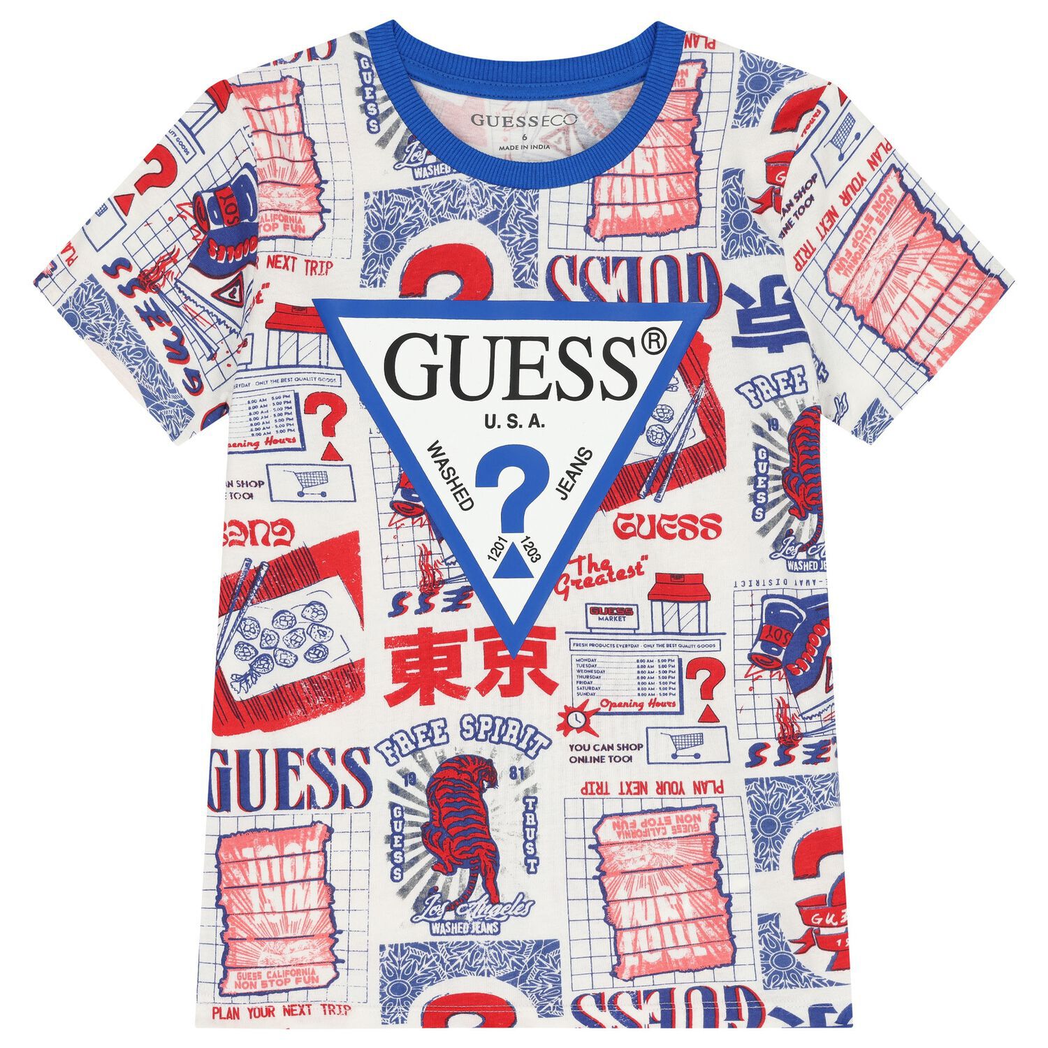 تيشيرت أولاد بالشعار باللون الأبيض , 3, hi-res