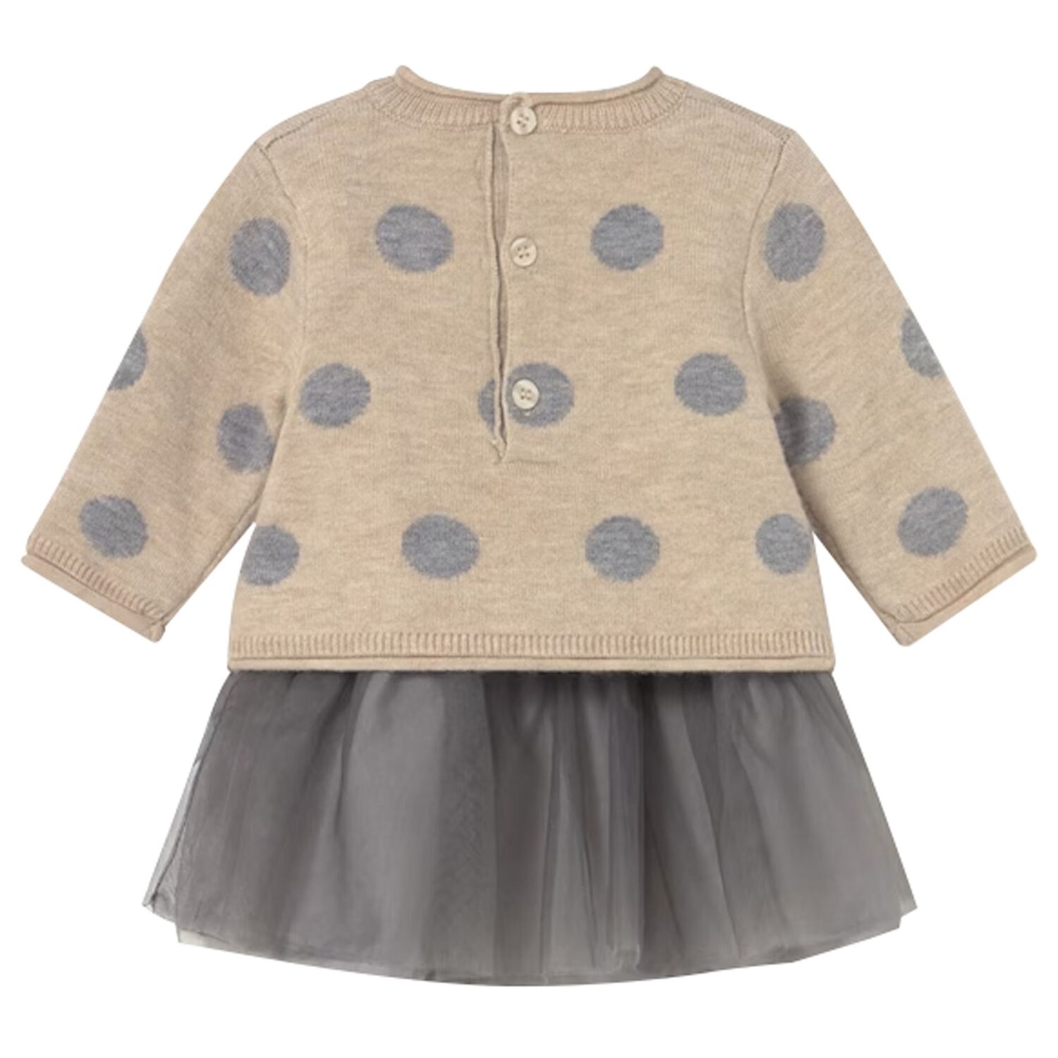 Baby Girls Beige & Grey Tulle Dress Set, 1, hi-res image number null