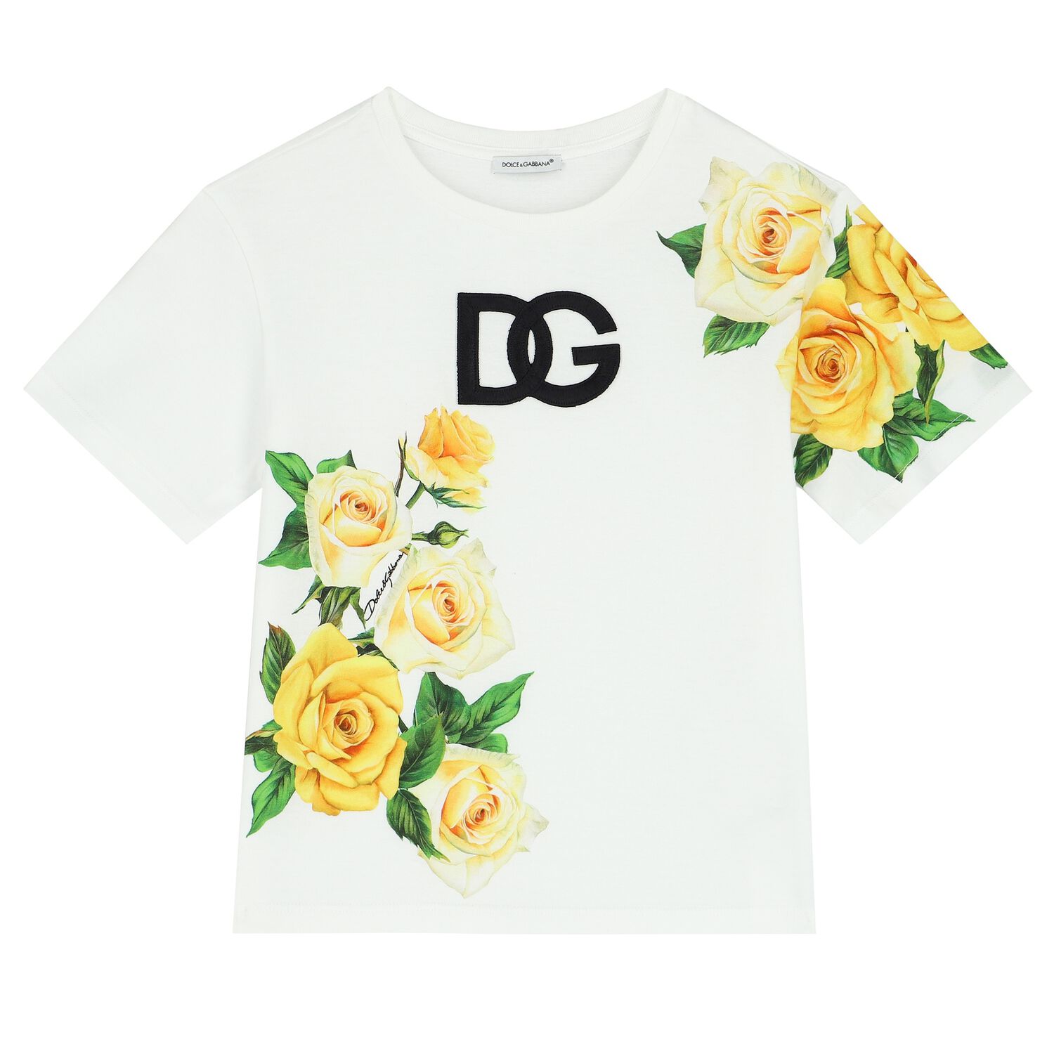 Dolce & Gabbana Girls Yellow & White Floral T-Shirt | Junior Couture