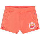 Girls Coral Pink Sequin Logo Shorts, 1, hi-res
