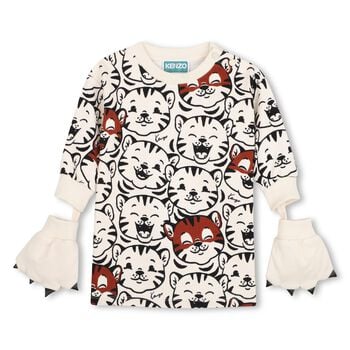 Younger Girls Beige Tiger Long Sleeve Dress