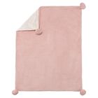 Baby Girls Pink & Ivory Pom Pom Blanket, 4, hi-res