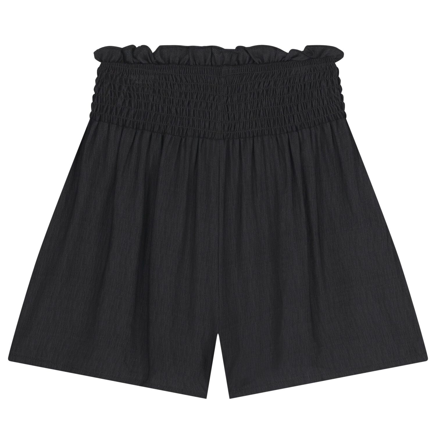 Girls Black Ruffled Shorts Set, 2, hi-res