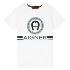 Boys White Logo T-Shirt, 1, hi-res