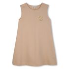 Girls Beige Logo Dress, 1, hi-res