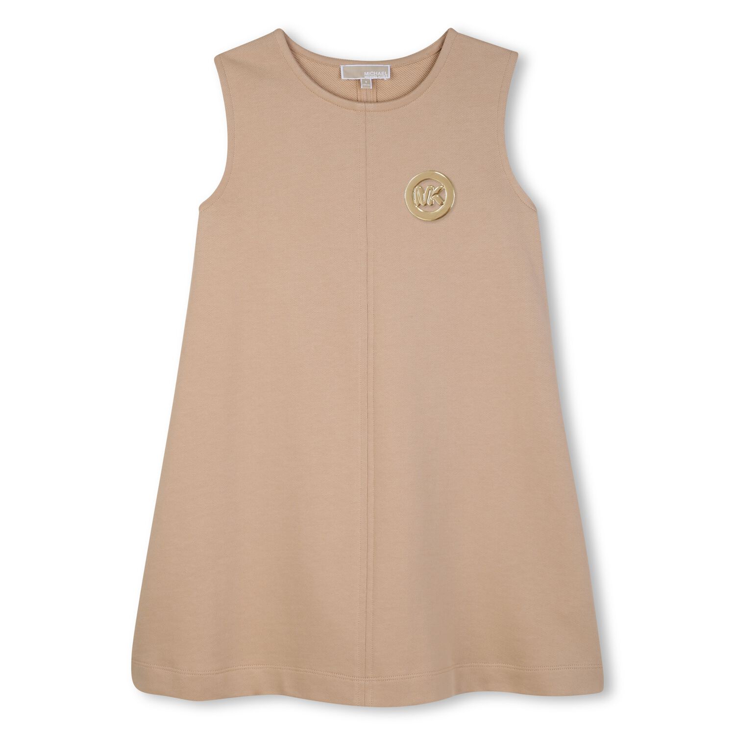 Girls Beige Logo Dress, 1, hi-res