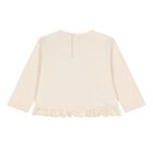 Younger Girls Ivory Bag Ruffled Long Sleeve Top, 2, hi-res