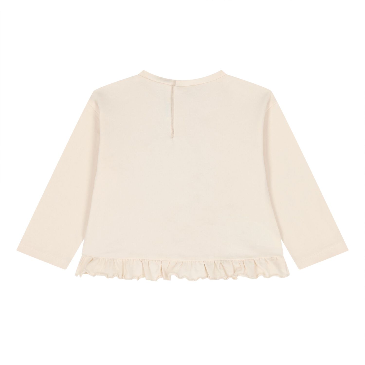 Younger Girls Ivory Bag Ruffled Long Sleeve Top, 2, hi-res