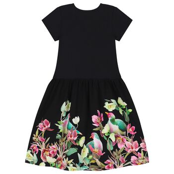 Girls Black Printed Dresses