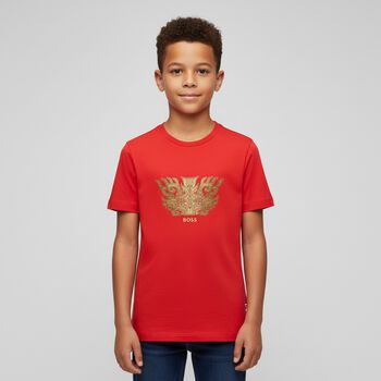 Boys Red Dragon Logo T-Shirt, 3 Boys Red Dragon Logo T-Shirt