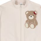 Girls Beige Teddy Bear Zip Up Top, 1, hi-res