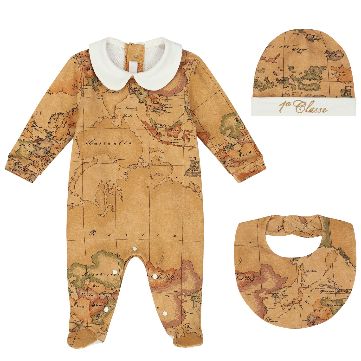 Beige & Ivory Geo Map Babygrow Set, 4, hi-res image number null
