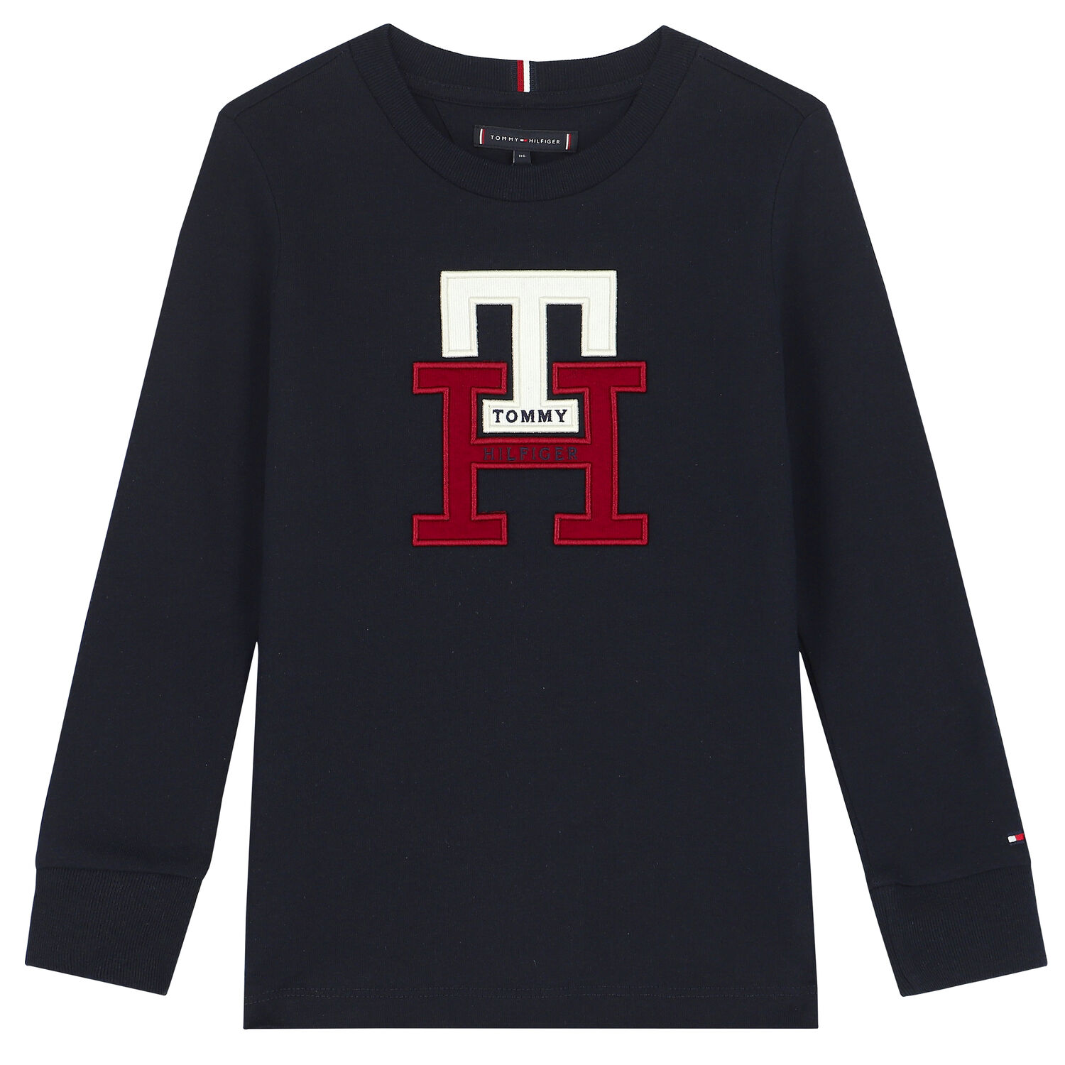 Boys Navy Blue Logo Long Sleeve Top, 2, hi-res image number null