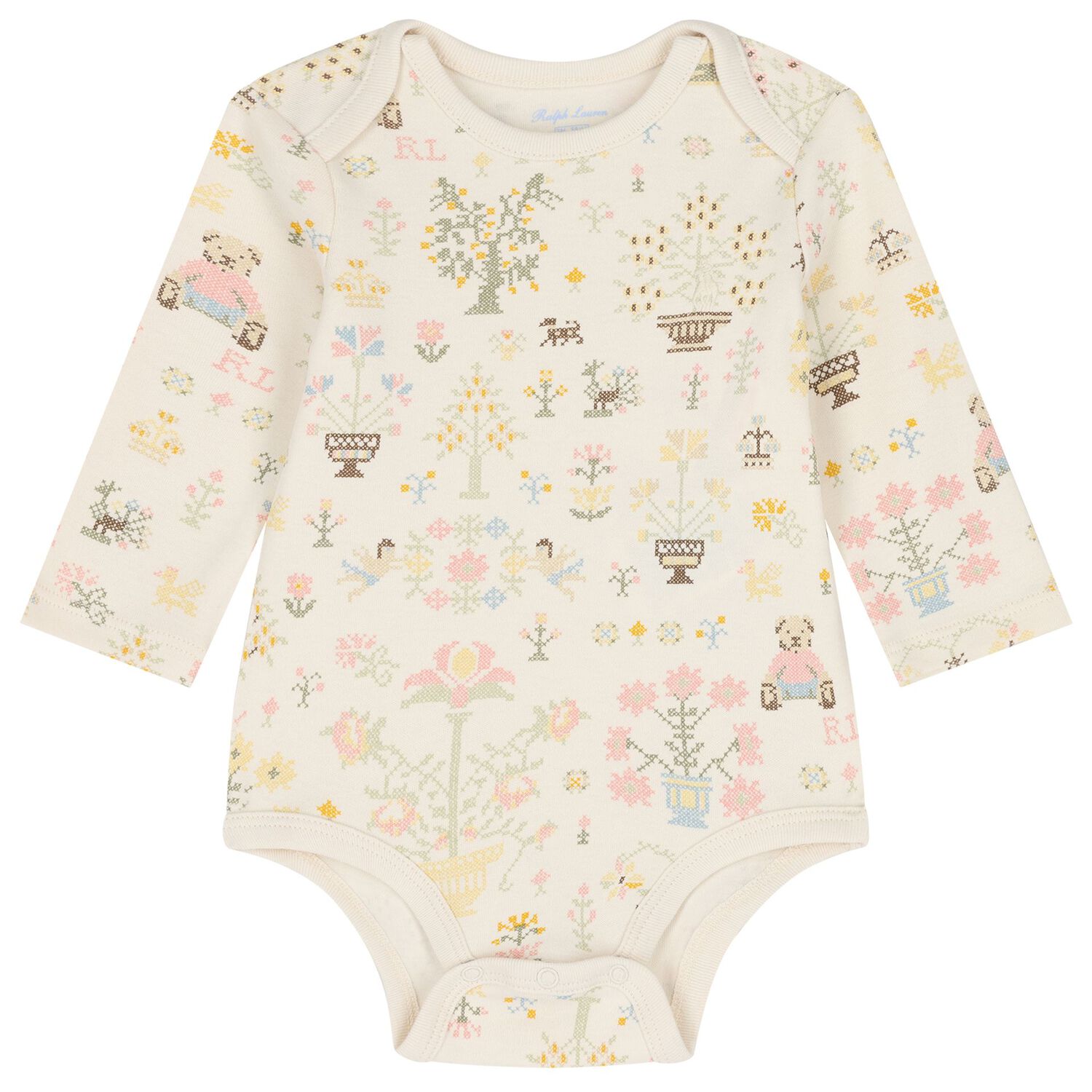 Baby Girls Ivory Polo Bear Bodysuits ( 2 Pack ), 1, hi-res