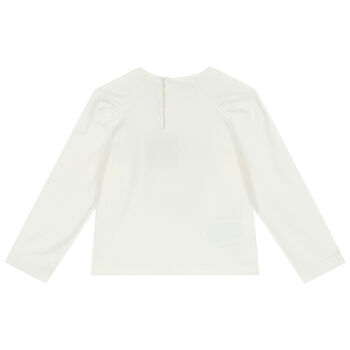 Younger Girls Ivory Long Sleeve Top