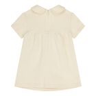 Baby Girls Beige Web Stripe Dress, 1, hi-res