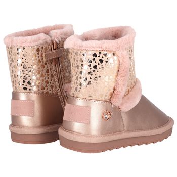 Girls Rose Gold Faux Leather Boots