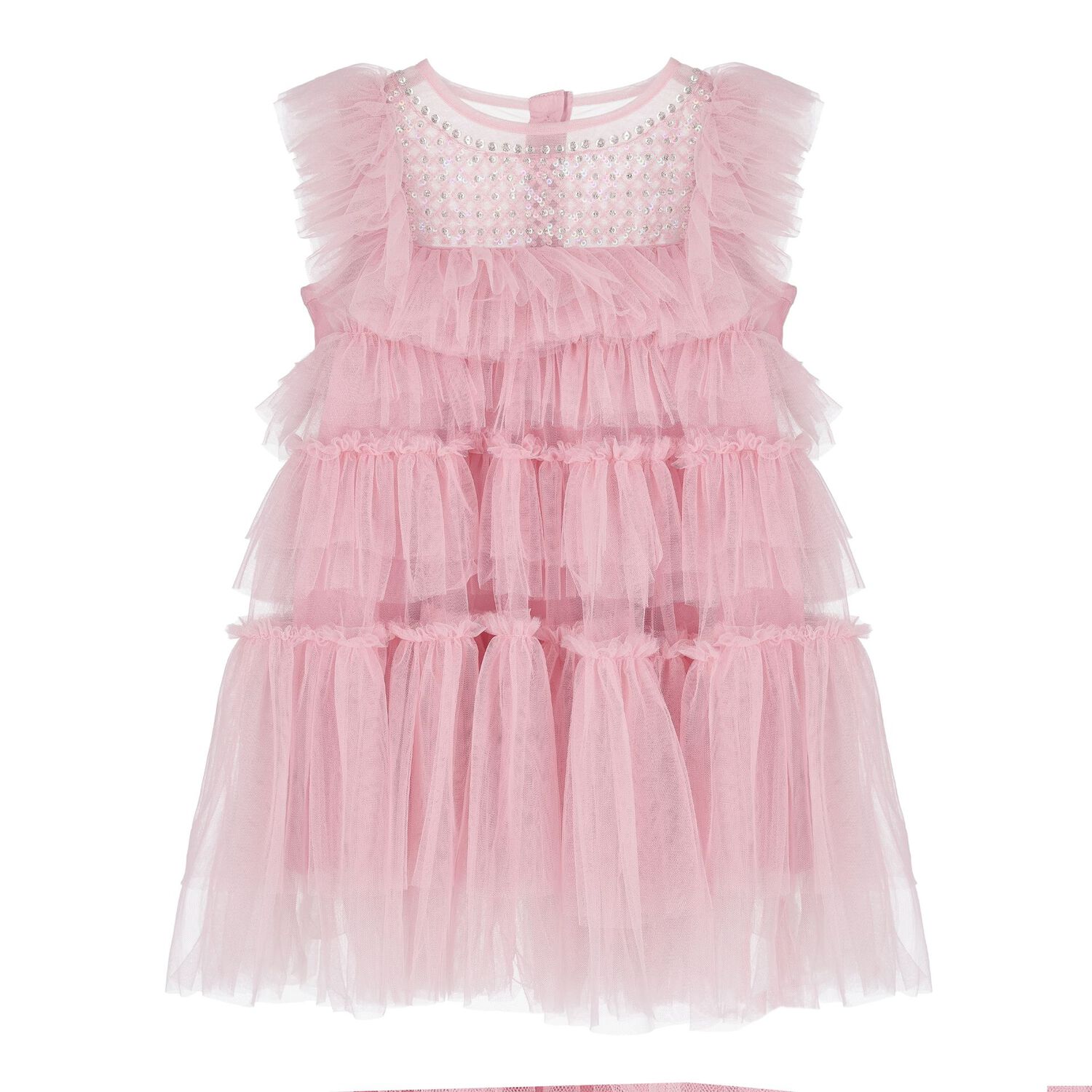Baby Girls Pink Embellished Tulle Dress Set, 1, hi-res