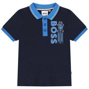 Younger Boys Navy Blue Logo Polo Shirt