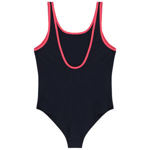 Girls Black & Pink Logo Swimsuit