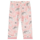 Baby Girls White & Pink Logo Trousers Set, 1, hi-res