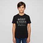 Boys Black Logo T-Shirt, 1, hi-res