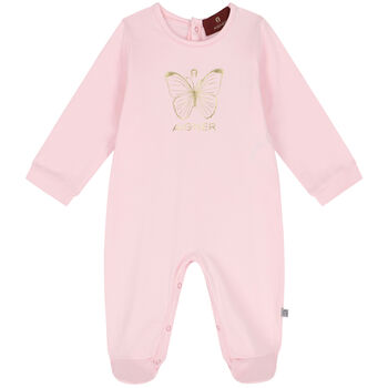 Baby Girls Pink Pima Cotton Logo Babygrow