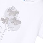 Girls White Cotton T-shirt, 3, hi-res