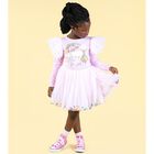 Girls Pink Unicorn  Tulle Dress, 1, hi-res