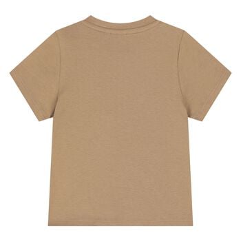 Younger Boys Mini Me Beige Logo T-Shirt