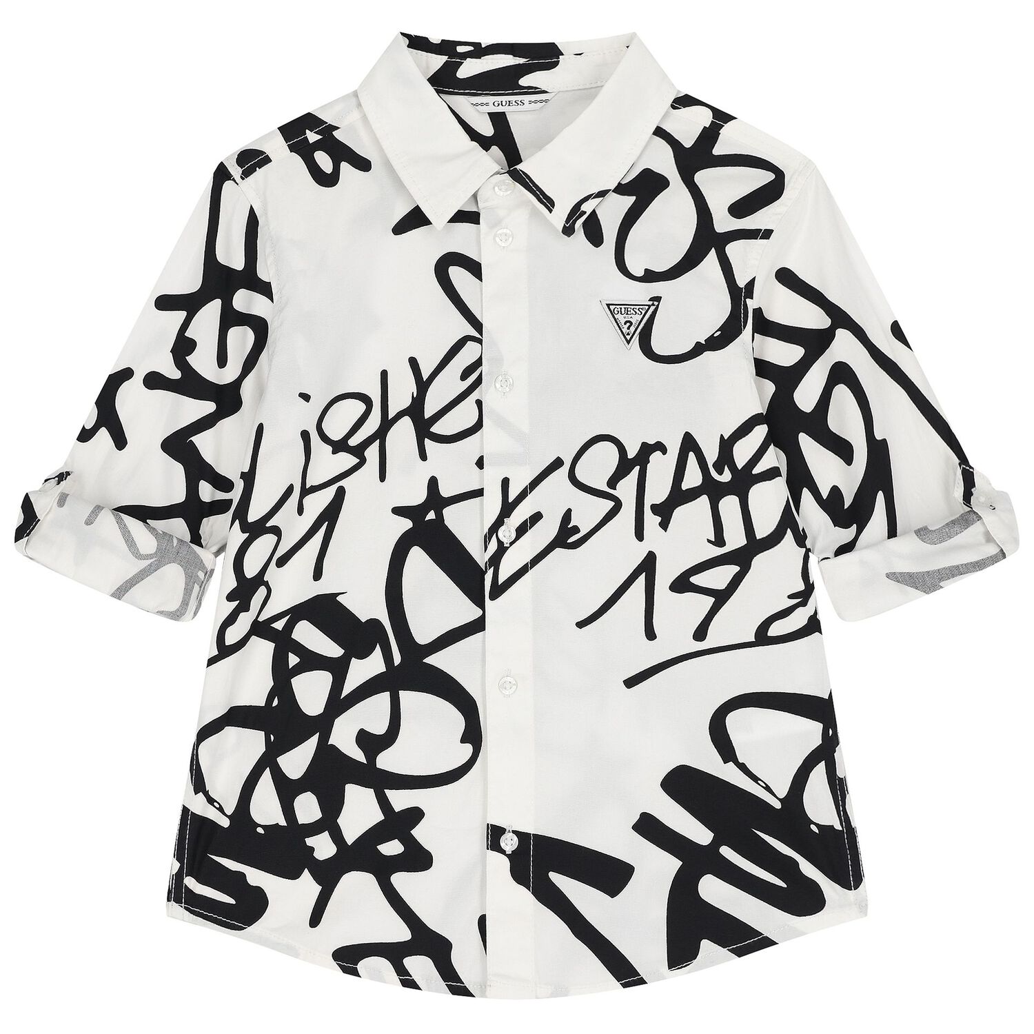 Boys White Logo Shirt, 1, hi-res