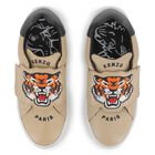 Beige Tiger Logo Trainers, 1, hi-res
