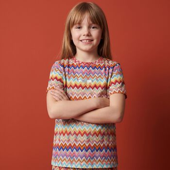 Girls Multi-Coloured Logo Zig Zag T-Shirt