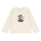 Younger Girls Ivory & Navy Blue Cat 3 Piece Tracksuit, 1, hi-res