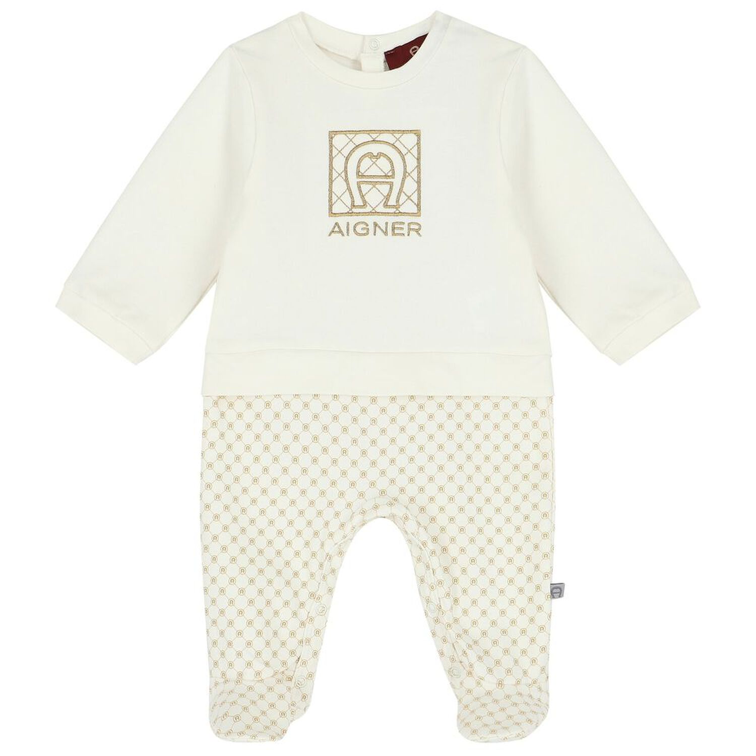Ivory & Gold Logo Babygrow Set, 1, hi-res image number null