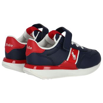 Boys Navy Blue & Red Trainers